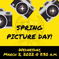 Spring Picture day March 2nd at 8:30 a.m.